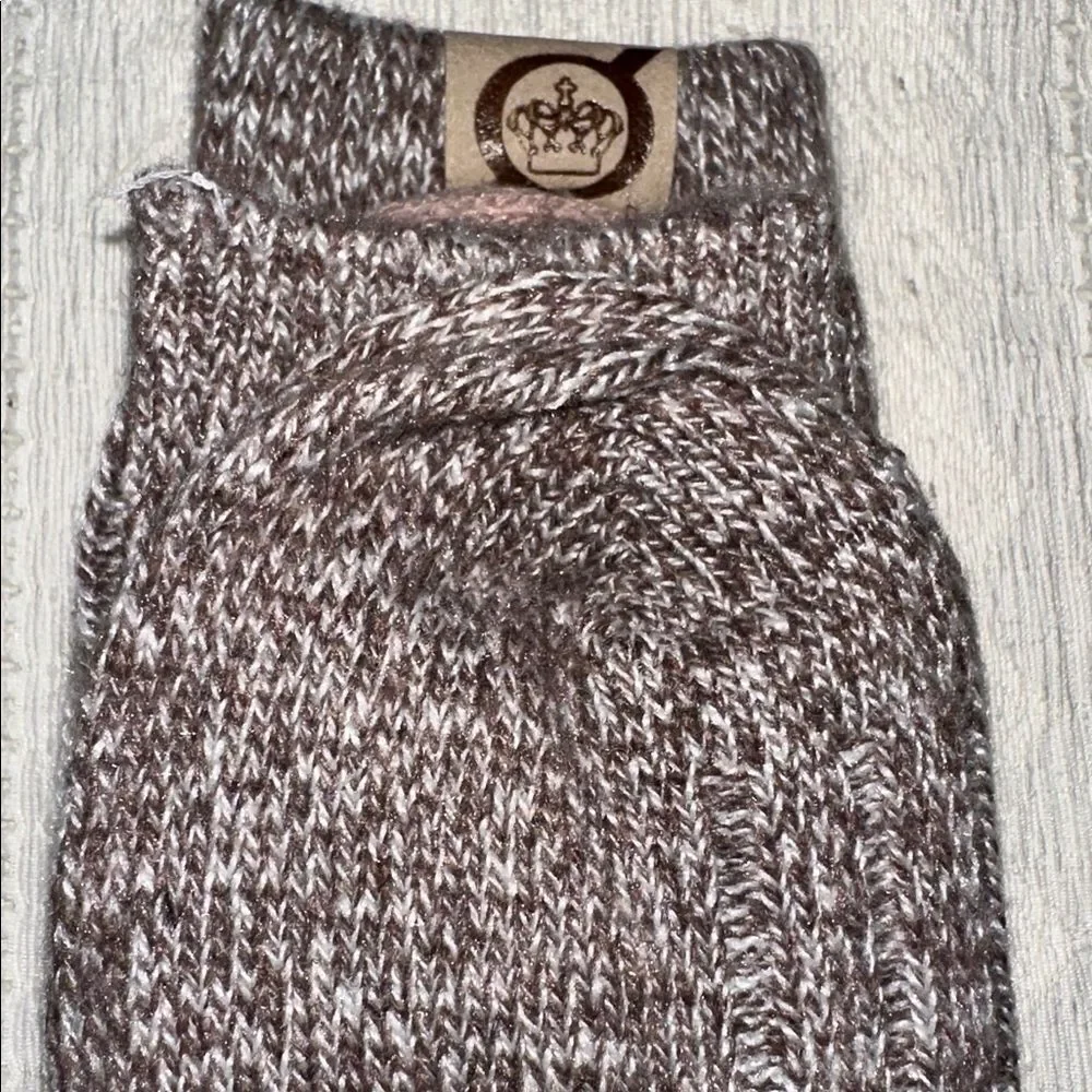 BORN Heather Brown Pink Beige US W 4-10 Texture Knit Pattern Boot Socks 2 Pack